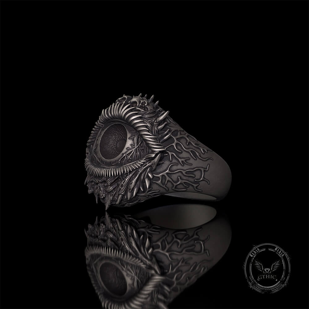 Evil Eye Skull Sterling Silver Hardcore Biker Ring