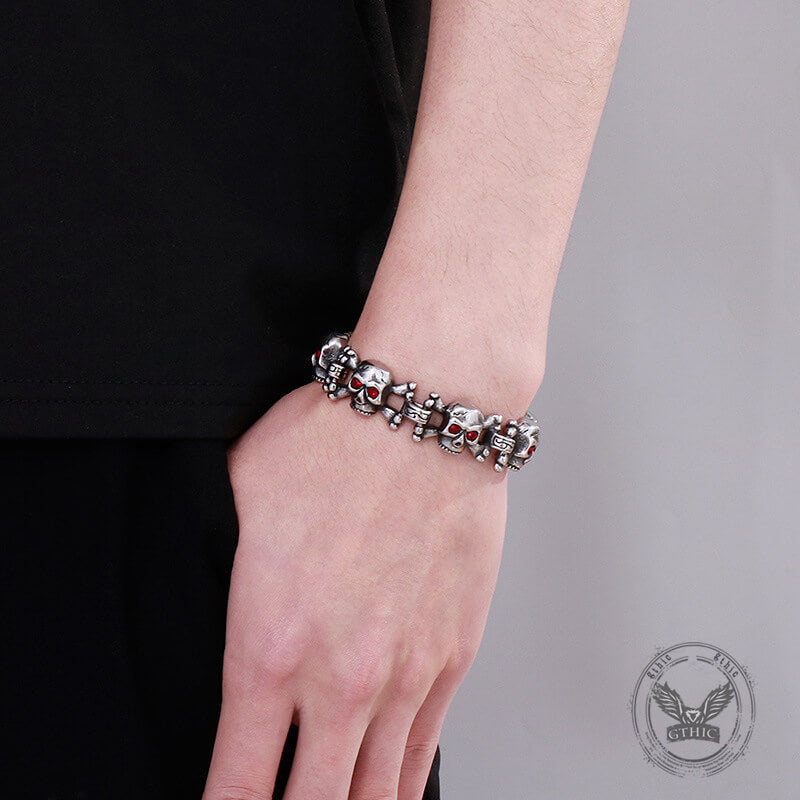 Exaggerated Red-eyed Skull Stainless Steel Jewelry Set