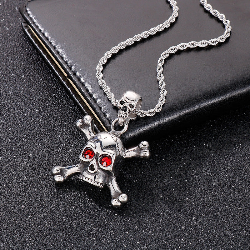 Exaggerated Red-eyed Skull Stainless Steel Jewelry Set