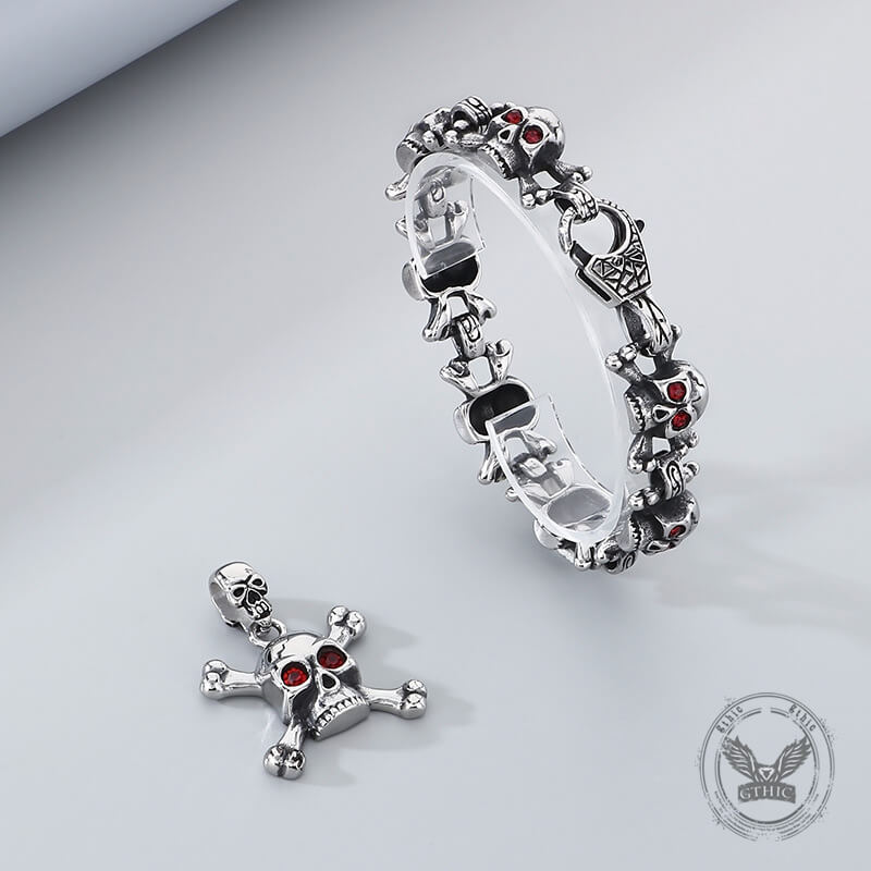Exaggerated Red-eyed Skull Stainless Steel Jewelry Set