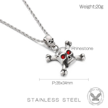 Exaggerated Red-eyed Skull Stainless Steel Jewelry Set