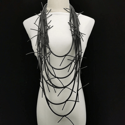 Exquisite Long Black Necklace for / Gothic Punk Silicone Female Accessories