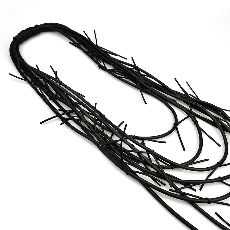 Exquisite Long Black Necklace for / Gothic Punk Silicone Female Accessories