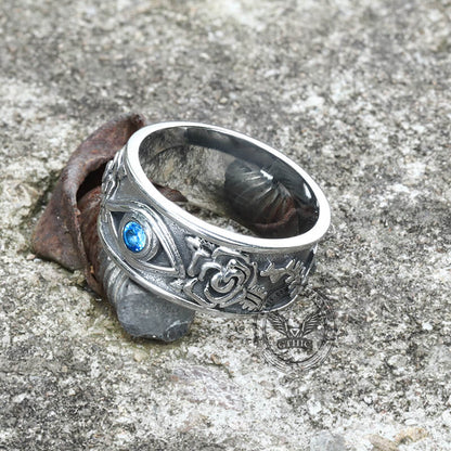 Eye and Rose Stainless Steel Goth Ring