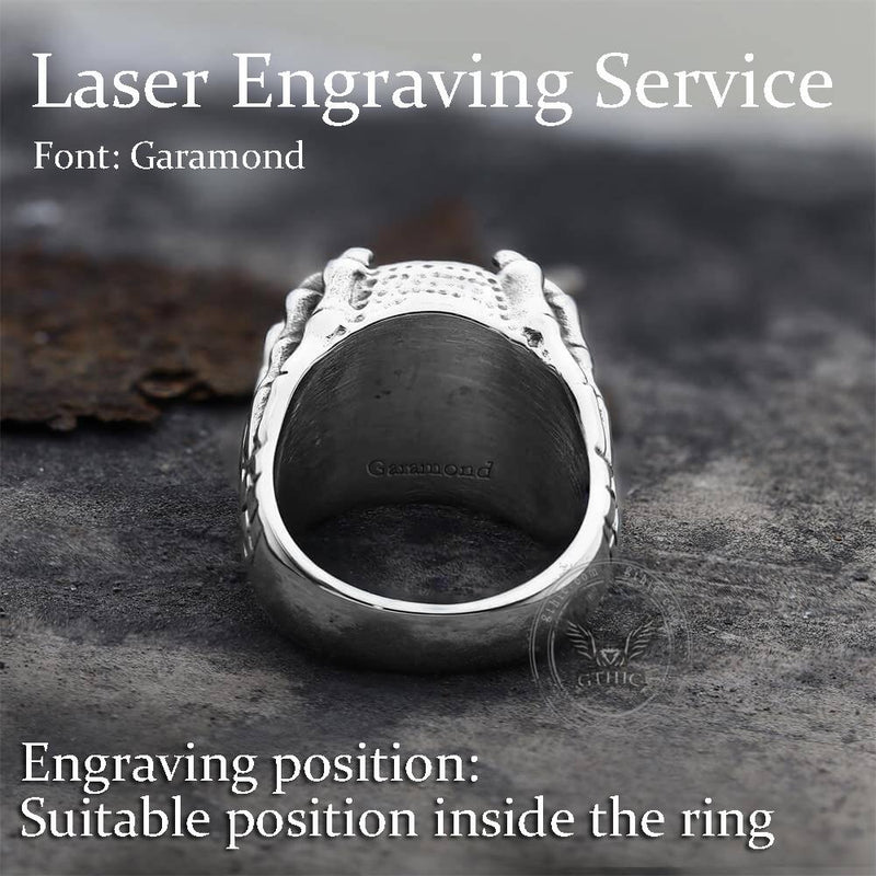 Dragon Eye Stainless Steel Skull Claw Ring