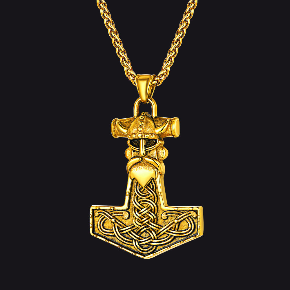 Viking Mjolnir Thor Hammer Necklace Odin Pendant for