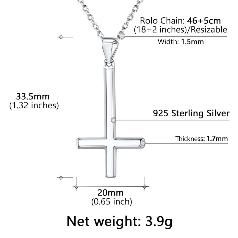 925 Sterling Silver Upside Down Inverted Cross Necklace for