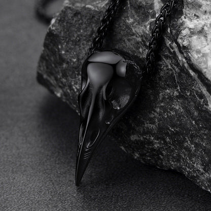 Viking Raven Skull Necklace for