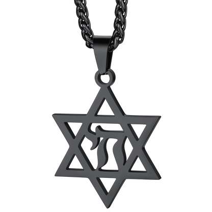 Star of David Hebrew Letter Necklace for