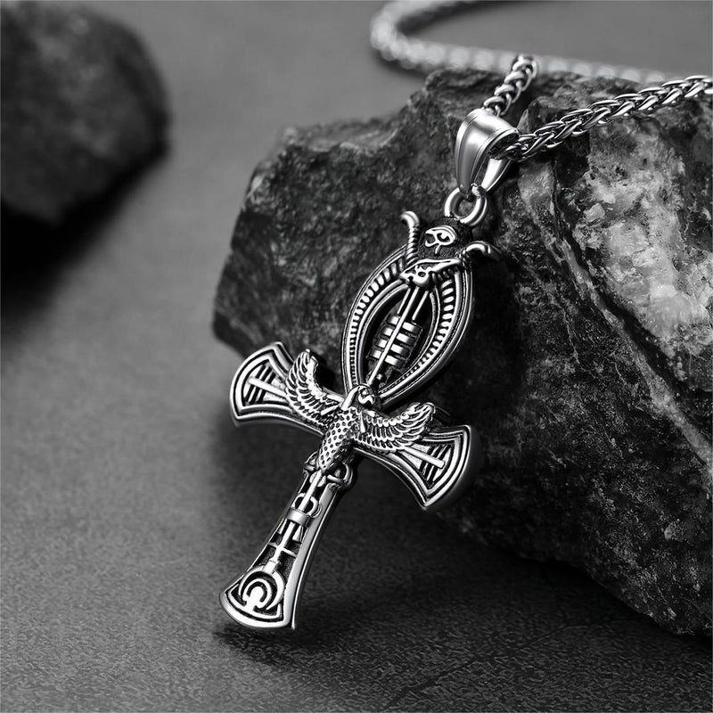 Flash Egyptian Ankh Cross Necklace With Eagle for