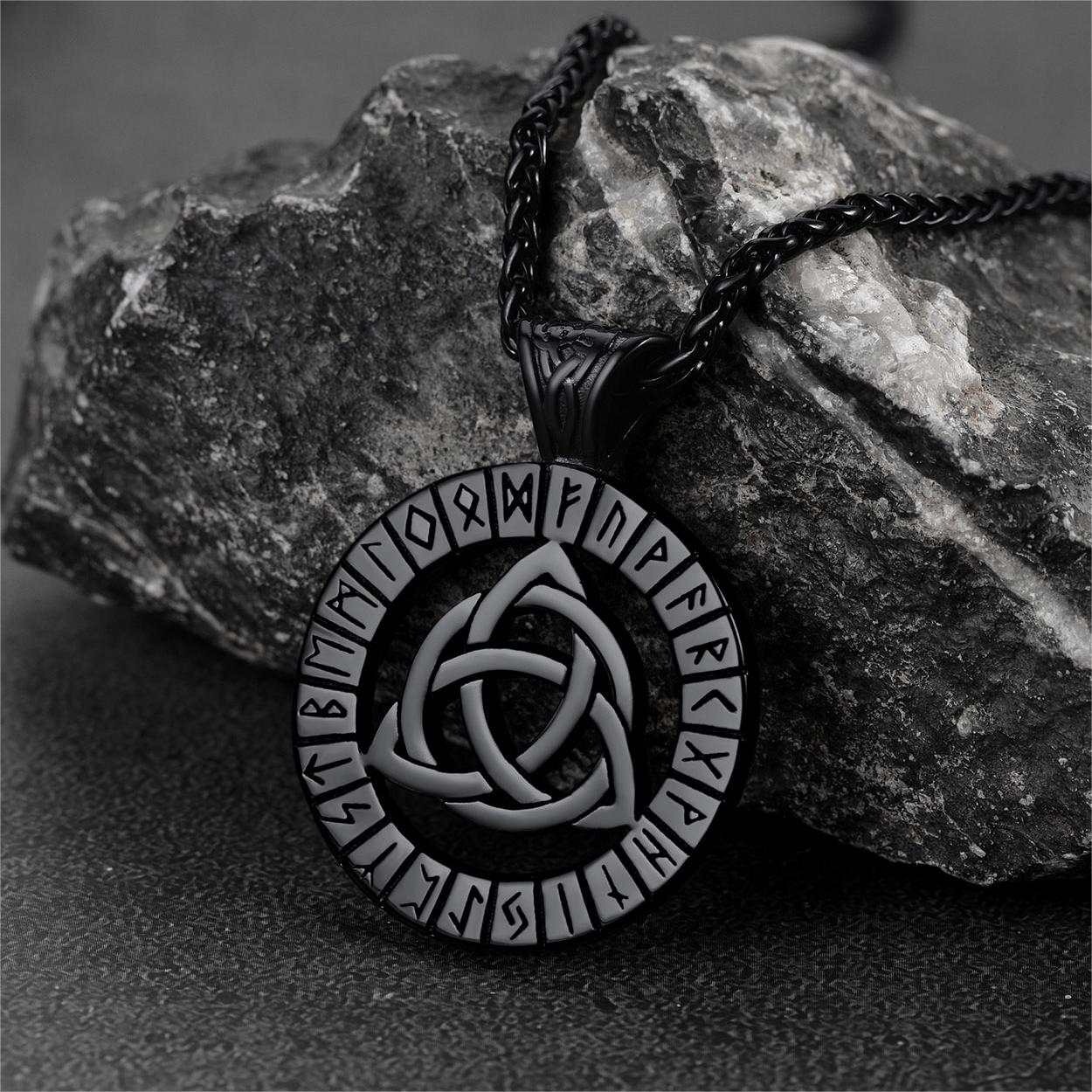 Celtic Knot Necklace With Viking Runes for