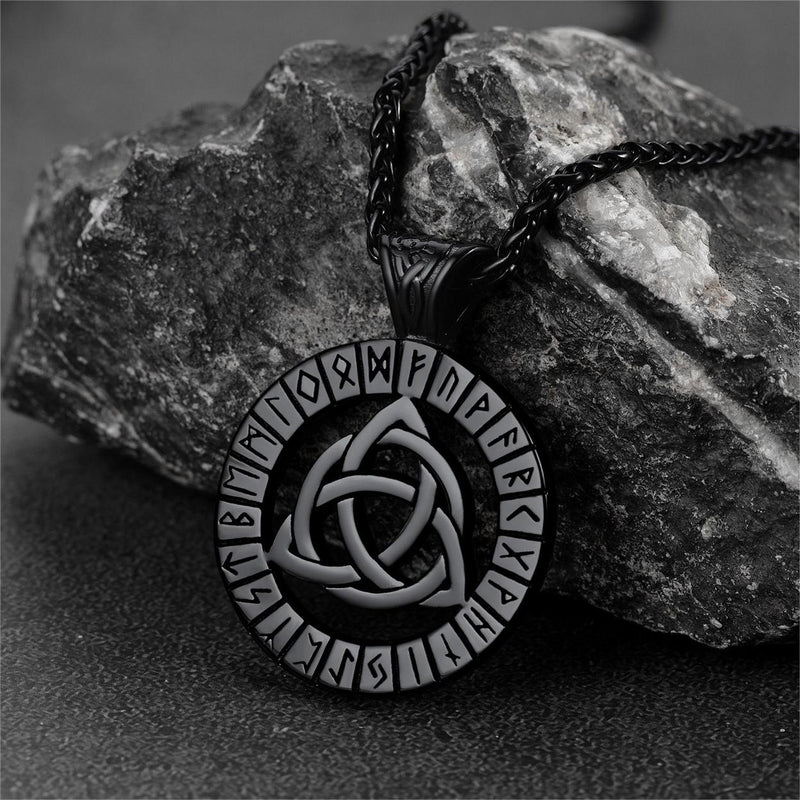 Celtic Knot Necklace With Viking Runes for