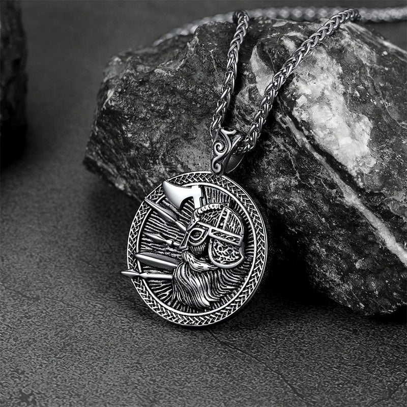 Norse Viking Odin Warrior Pendant Necklace for