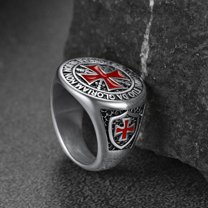 Red Knights Templar Cross Ring for