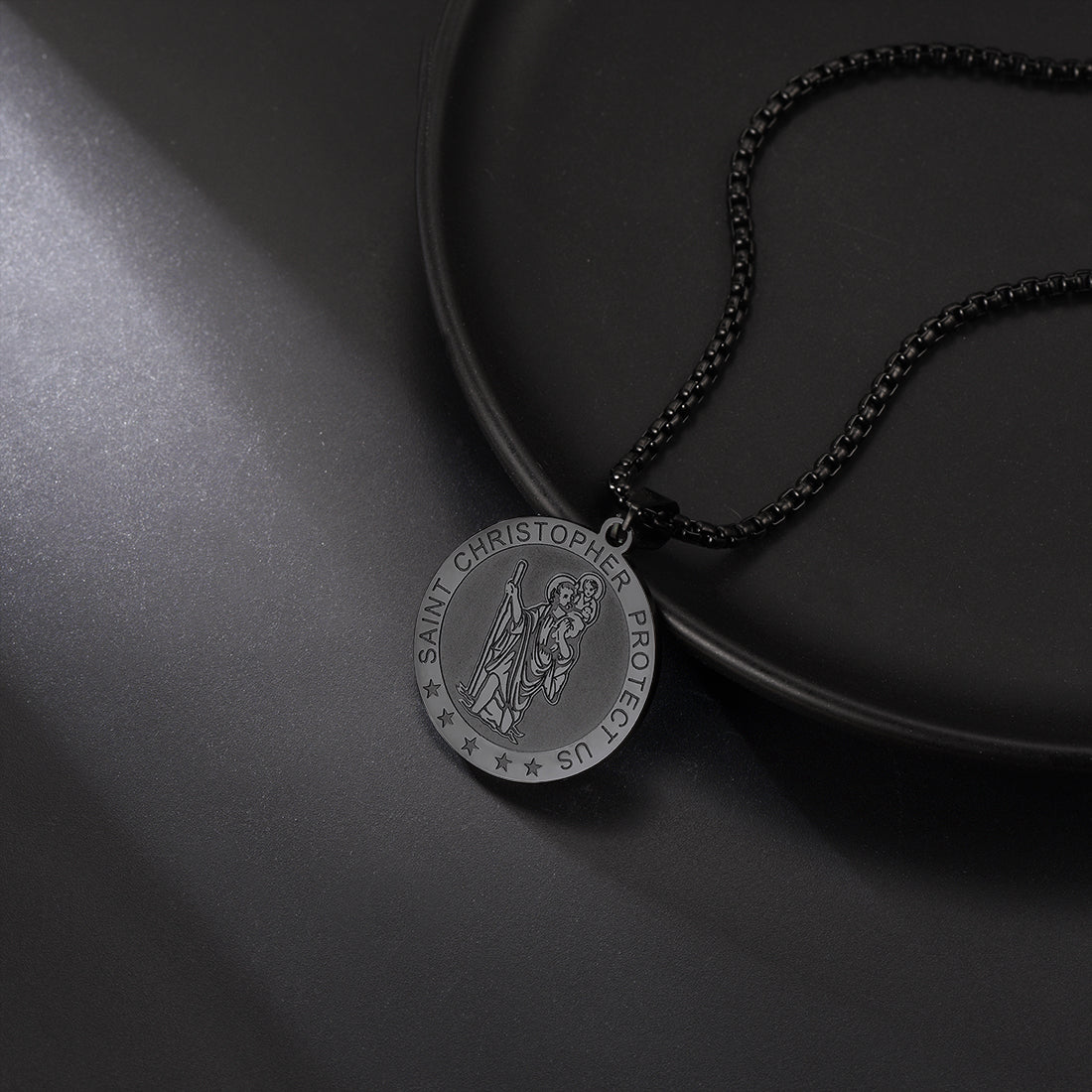 Round St. Christopher Medallion Necklace for