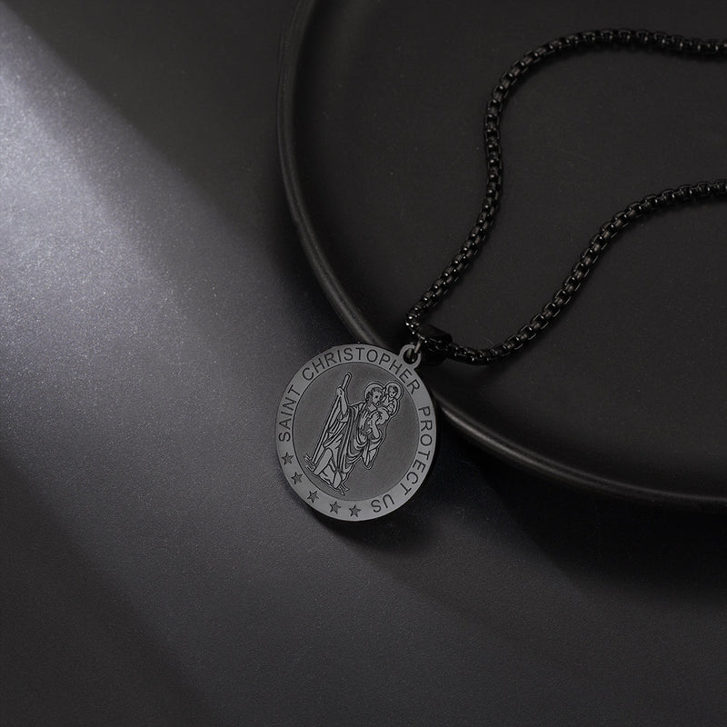 Round St. Christopher Medallion Necklace for