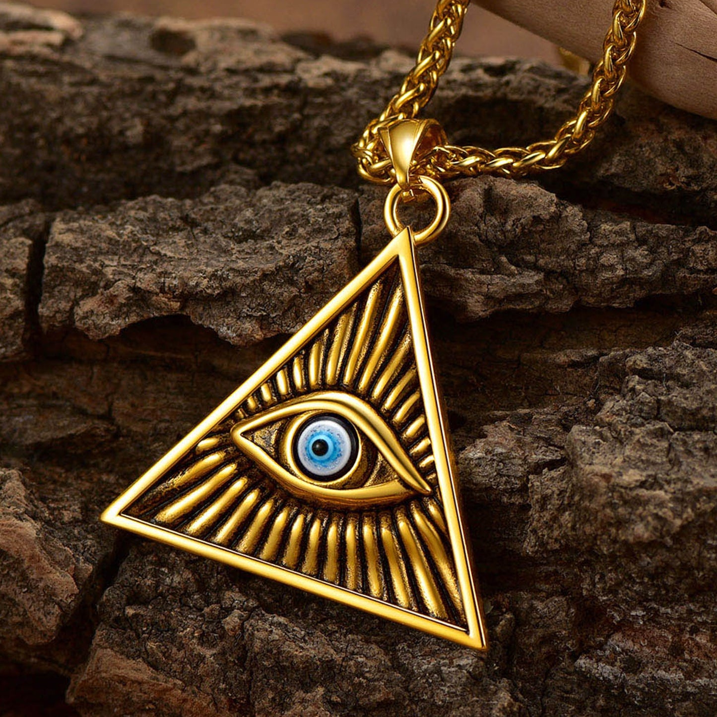 Triangle All Seeing Third Eye Pendant Necklace for