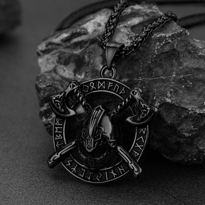 Flash Viking Axe Helmet Pendant Necklace for With Runes