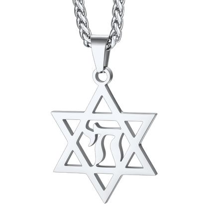 Star of David Hebrew Letter Necklace for