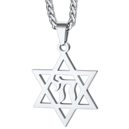 Star of David Hebrew Letter Necklace for