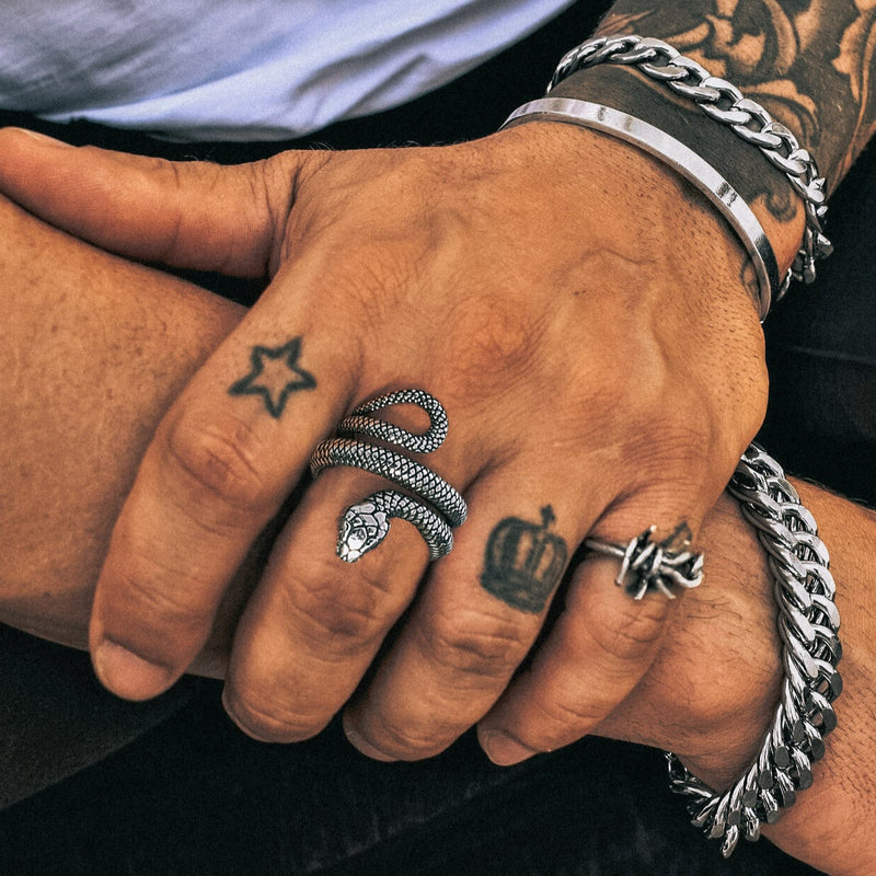Punk Coiled Snake Stainless Steel Ring for