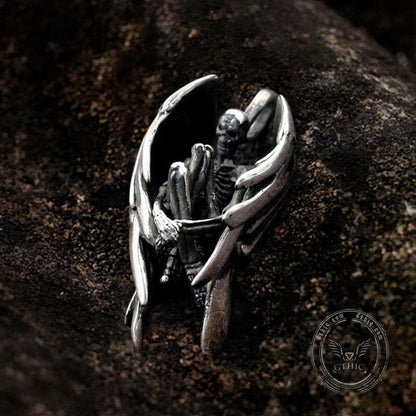 Fallen Angel Sterling Silver Skeleton Pendant