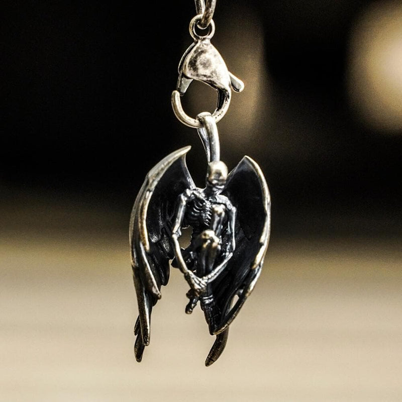 Fallen Angel Sterling Silver Skeleton Pendant