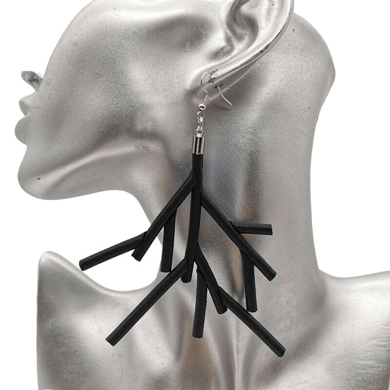 Black Rubber Earrings / Gothic Jewelry for / Handmade Big Accessories