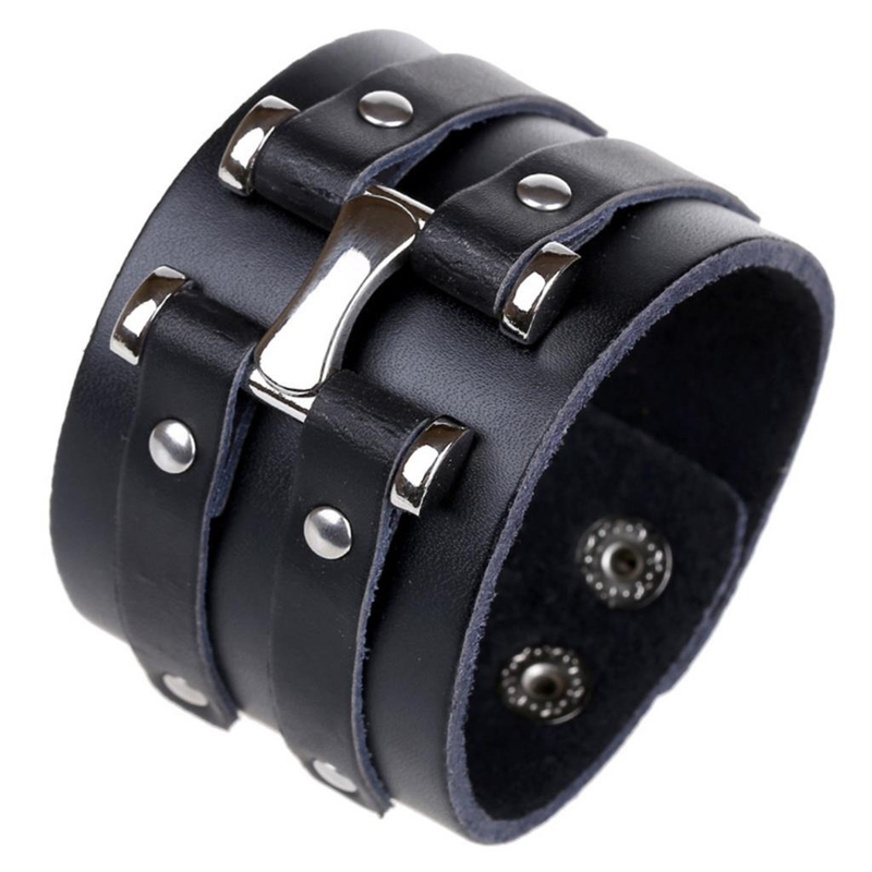 Braided Wrap Leather Bracelet / Punk Rock Cuff Wristband