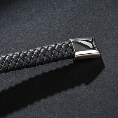 Genuine Leather Stainless Steel Bracelet With Skulls / Jewelry in Rock Punk Style