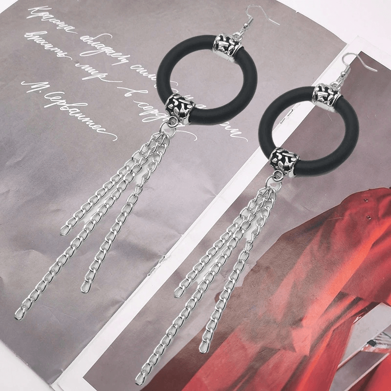 Long Drop Earrings for / Handmade Rubber Jewelry / Accessories