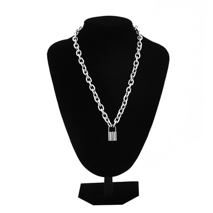 Punk Chain Necklace for / Chunky Chain With Lock Pendant