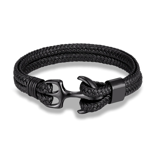 Rope Bracelets With Stainless Steel Anchor / Genuine Leather Bracelets for and