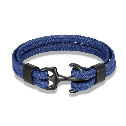 Rope Bracelets With Stainless Steel Anchor / Genuine Leather Bracelets for and