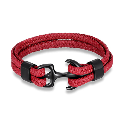 Rope Bracelets With Stainless Steel Anchor / Genuine Leather Bracelets for and