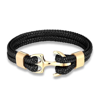 Rope Bracelets With Stainless Steel Anchor / Genuine Leather Bracelets for and