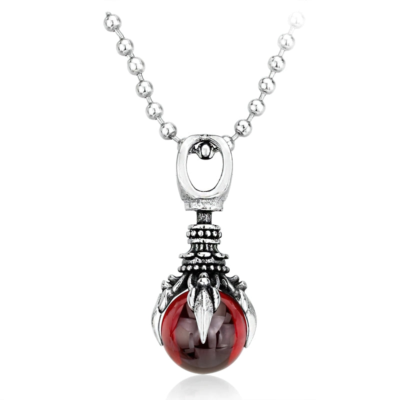 Stainless Steel Pendant With Stone in Claw / Alternative Necklace