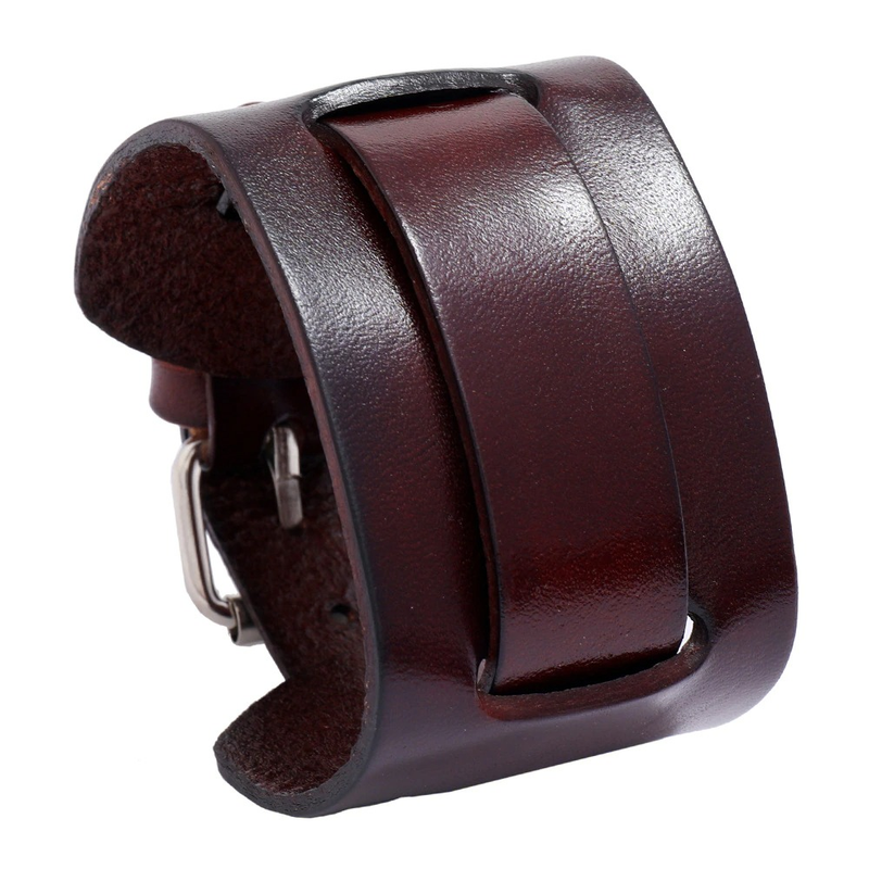 Wide Genuine Leather Bracelet / Brown Black Cuff Bracelets / Punk Wristbands