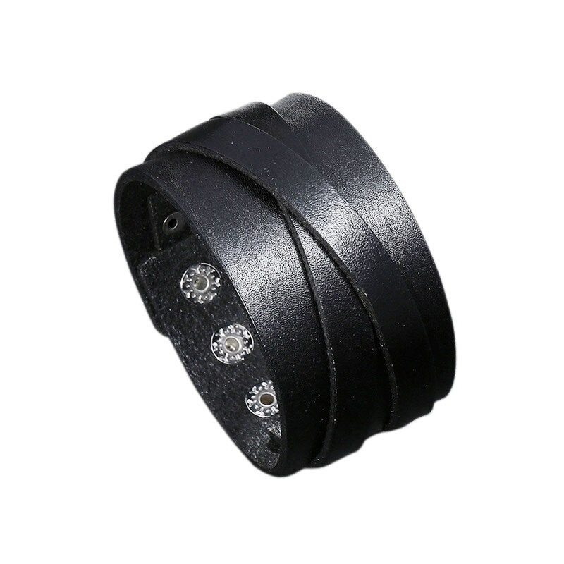 Wide Leather Bracelet / Punk Style Bangles for and