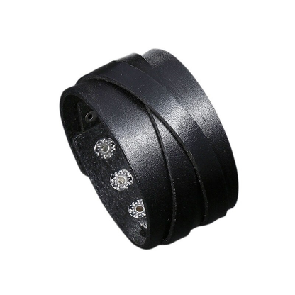 Wide Leather Bracelet / Punk Style Bangles for and