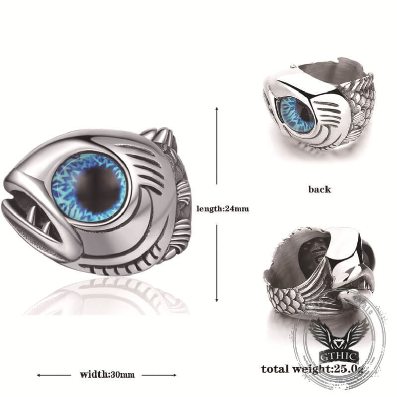 Fish Gem Eyes Stainless Steel Animal Ring