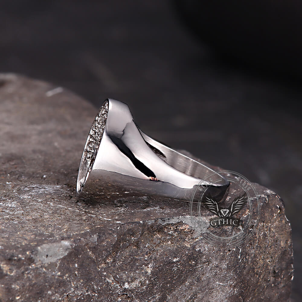 Gem Hollowed Tree of Life Stainless Steel Viking Ring