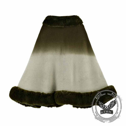Gradient Color Fur Collar Loose Knitted Shawl