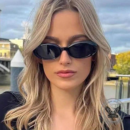 Street Retro Oval Frame Pc Sunglasses