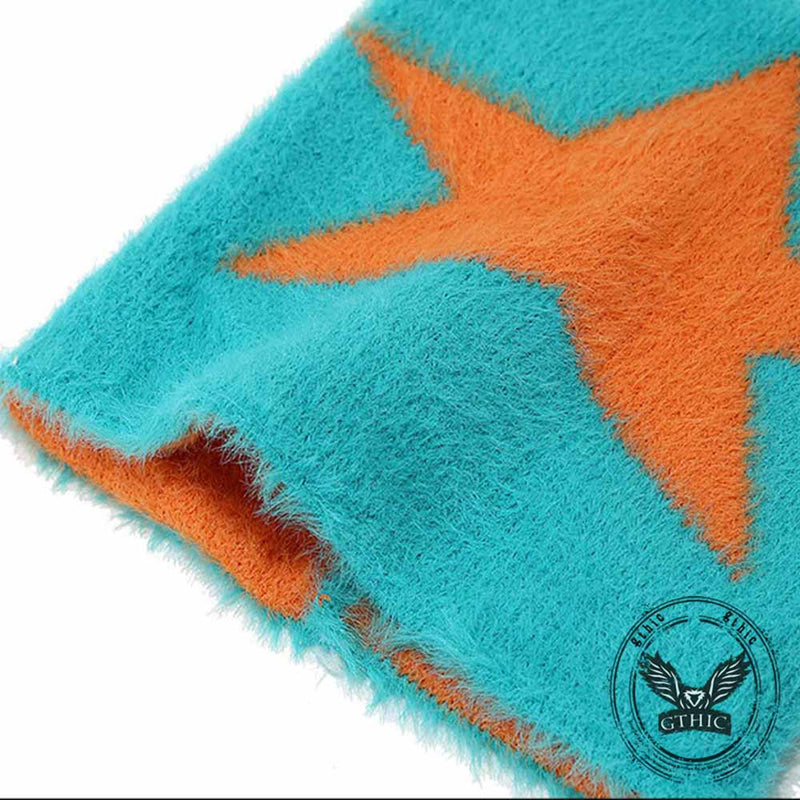 Y2k Cat Ear Star Print Knitted Beanie Hat