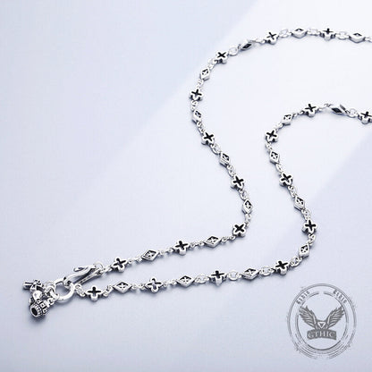 Fashionable Mosaic Square Cross Sterling Silver Necklace