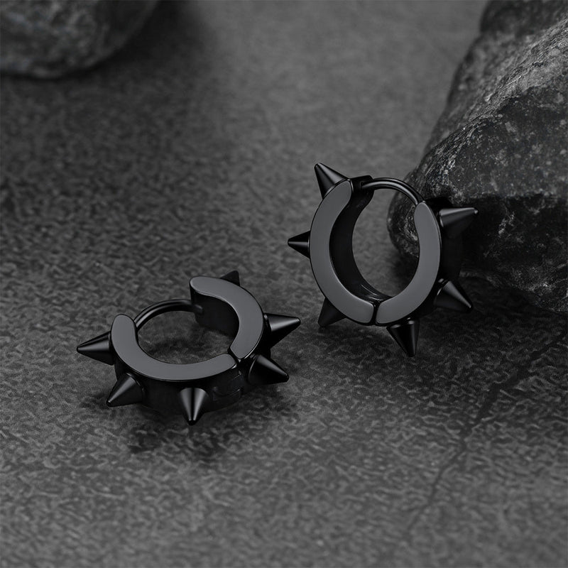 Punk Spike Rivet Huggie Hoop Earrings for