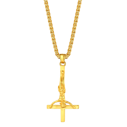Unside Down Cross Crucifix Necklace Pendant for