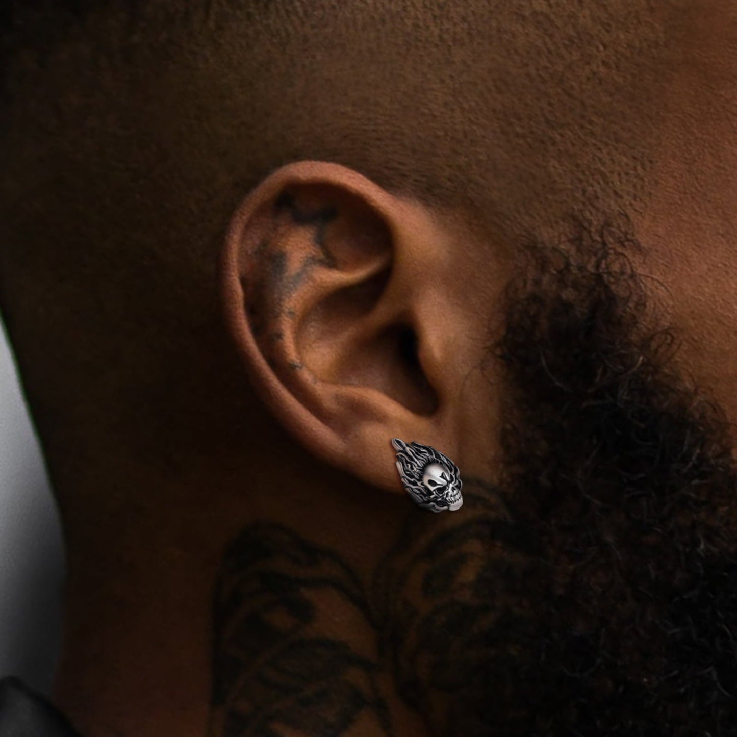 Flame Skull Stud Earrings for