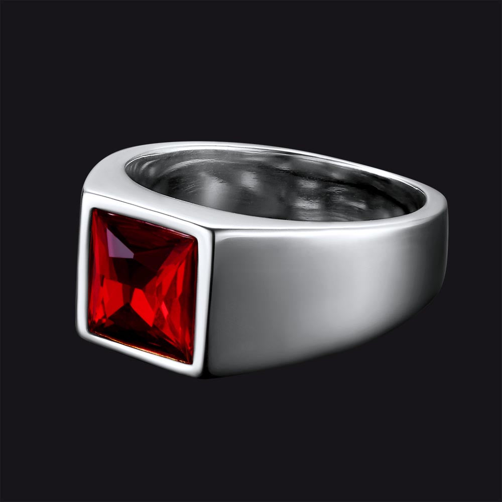 Minimalist Birthstone Gemstone Band Ring for